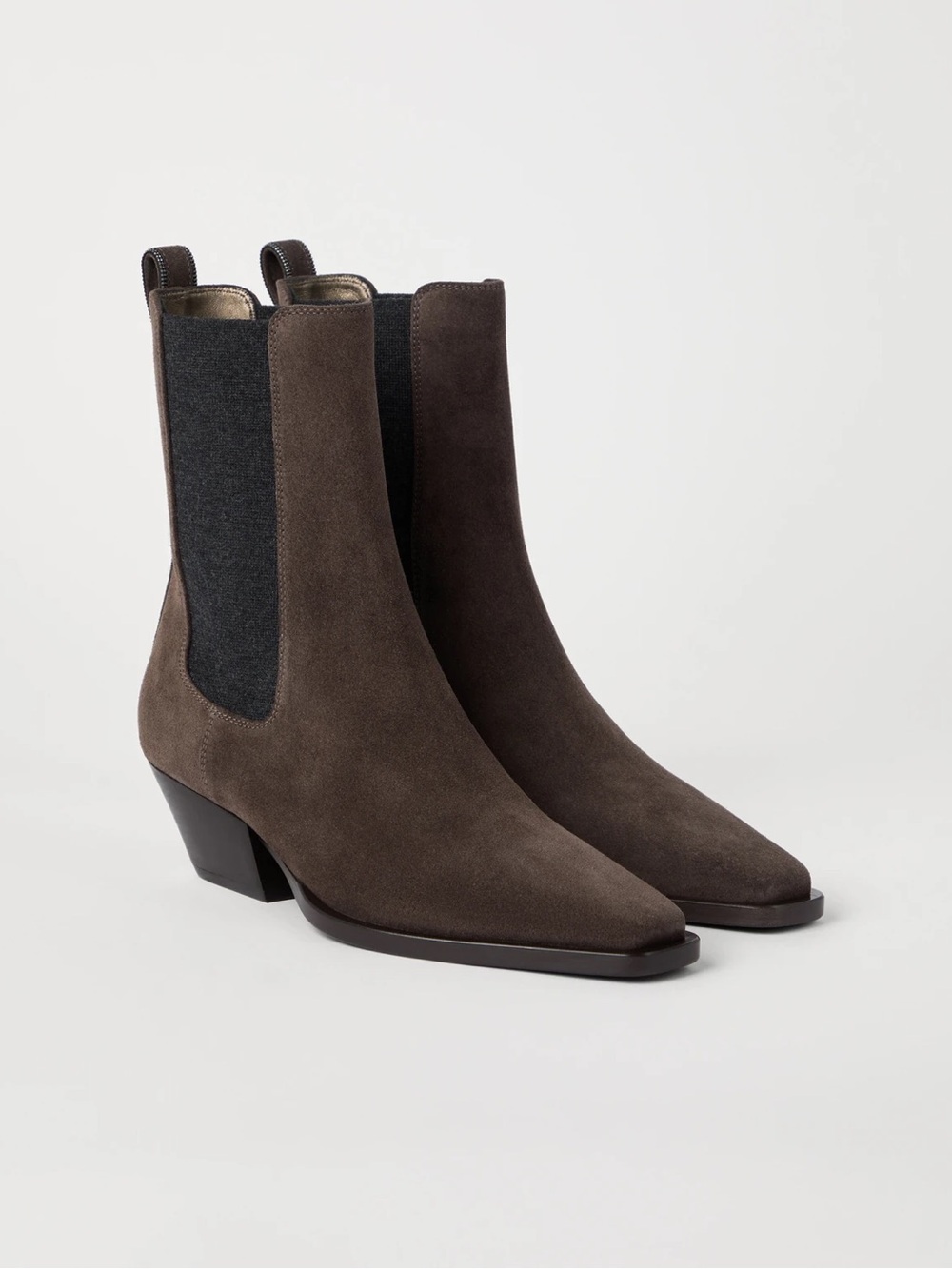 Brunello Cucinelli Taupe Suede Chelsea Ankle Boots 38.5